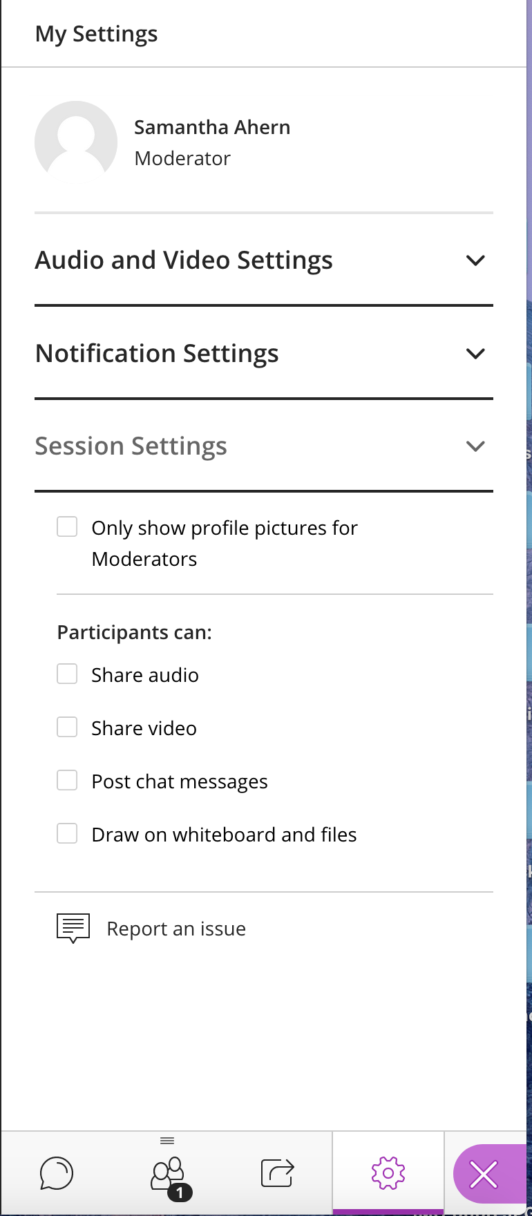 BB Collaborate Ultra Session Settings