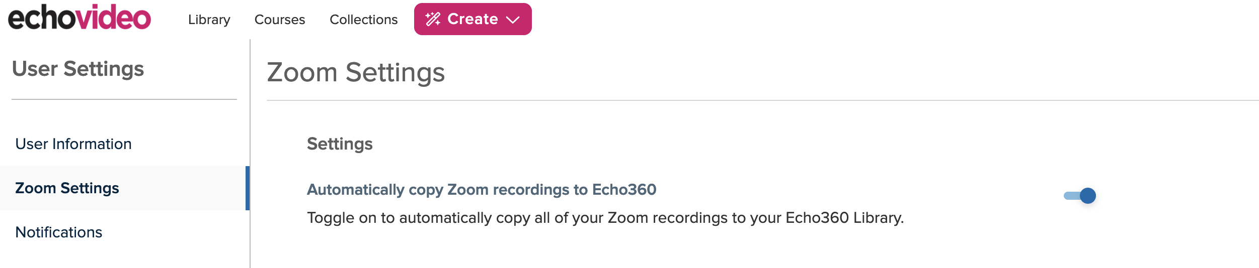 Settings for Zoom recording to go to Lecturecast