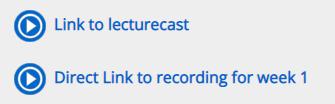 Examples of Lecturecast links in a Moodle course