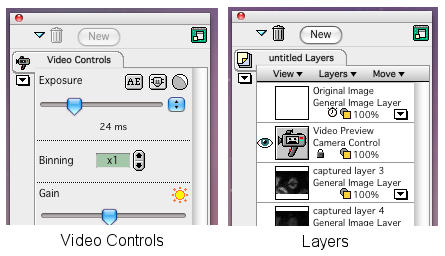 Openlab Video Controls and Layers palettes