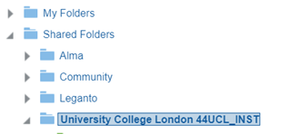 This image shows the location of the UCL institution folder under 'Shared Folders'